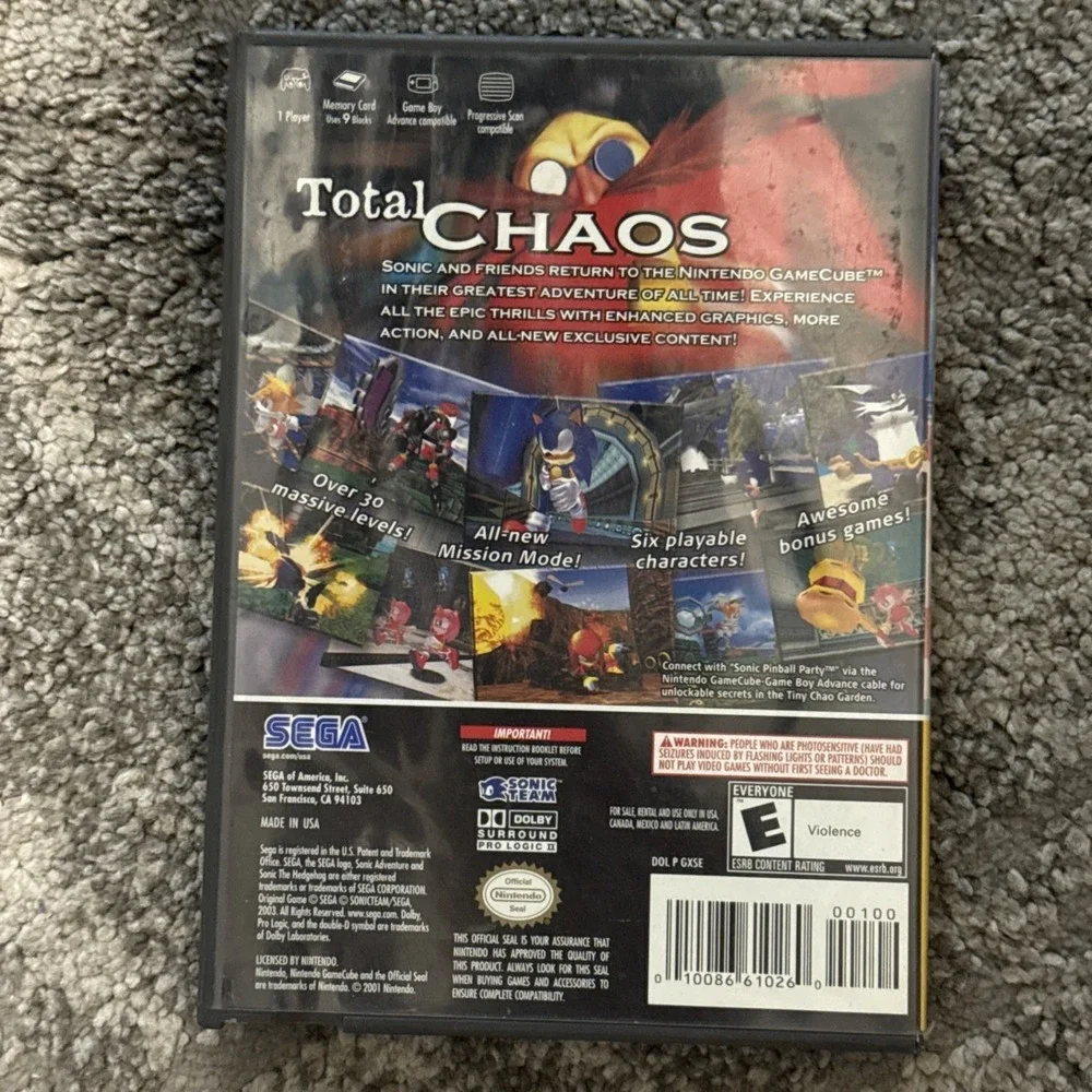 Sonic Adventure DX Director's Cut (Nintendo GameCube, 2003) CIB, Tested & Works